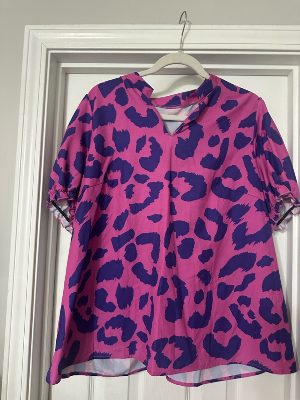 SHEIN Pink and Purple Zigzag Print Blouse
